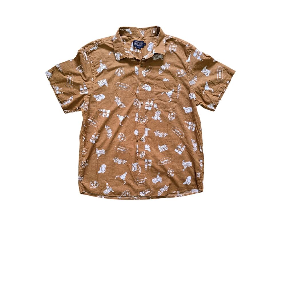 Pendleton Shoreline Cotton Western Rodeo Cowboy‎ Skull Button Front Shirt XXL